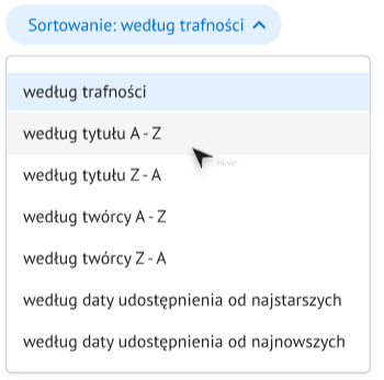 Sortowanie listy obiektów w wynikach wyszukiwania